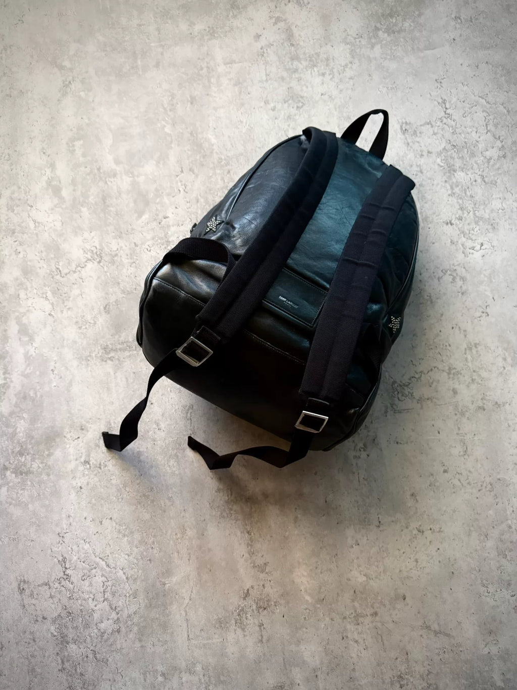 Saint Laurent Paris 14AW Star Stud Leather Black Backpack by Hedi Slimane