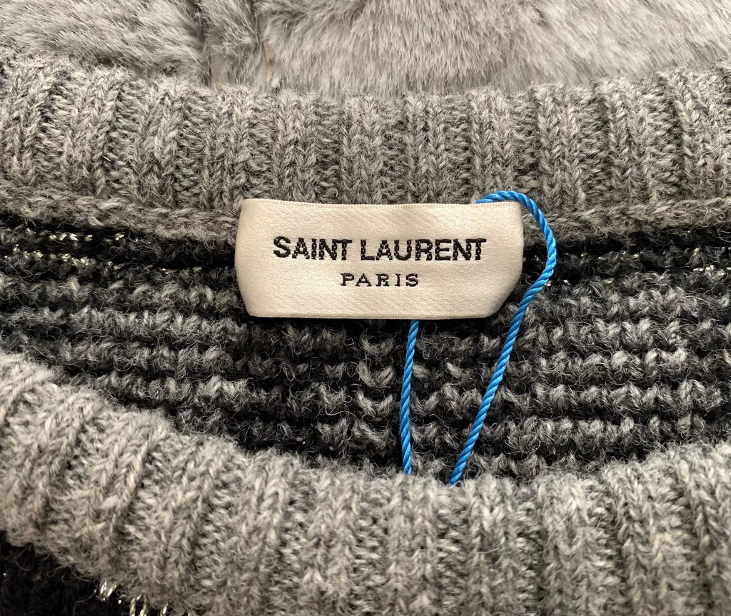 Saint Laurent 15FW Runway Gray Silver Sweater