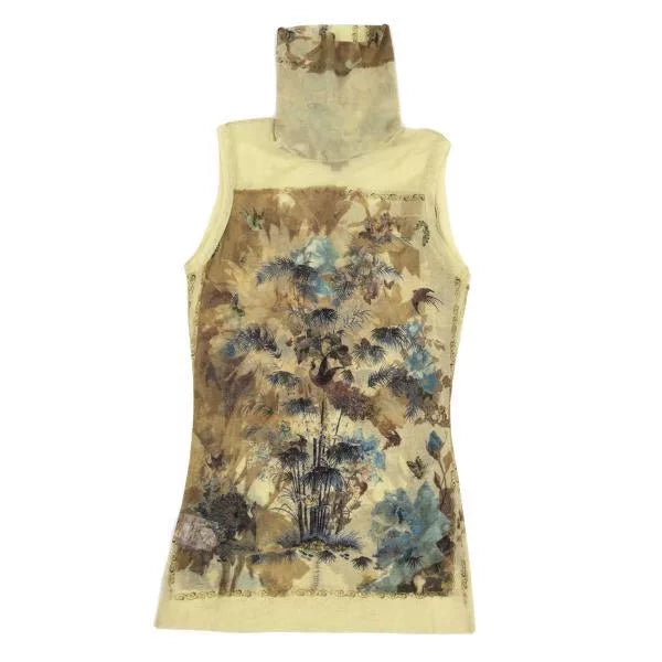 Jean Paul Gaultier Vintage Beige Floral Bird Mesh Top