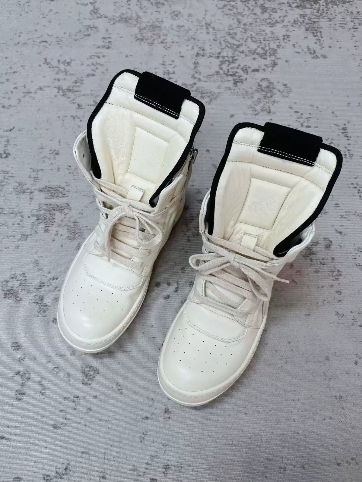 Rick Owens White Milk Inverted-Triangle Sneakers