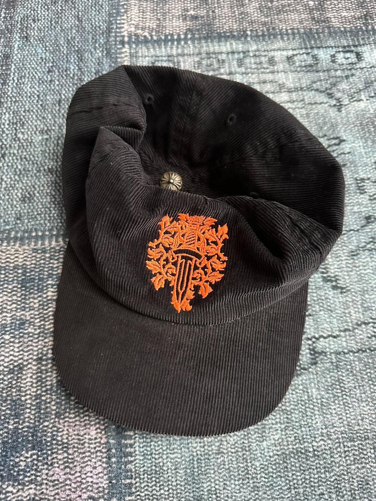 Chrome Hearts Croco Heart Baseball Cap Orange Sword Vine Corduroy Version