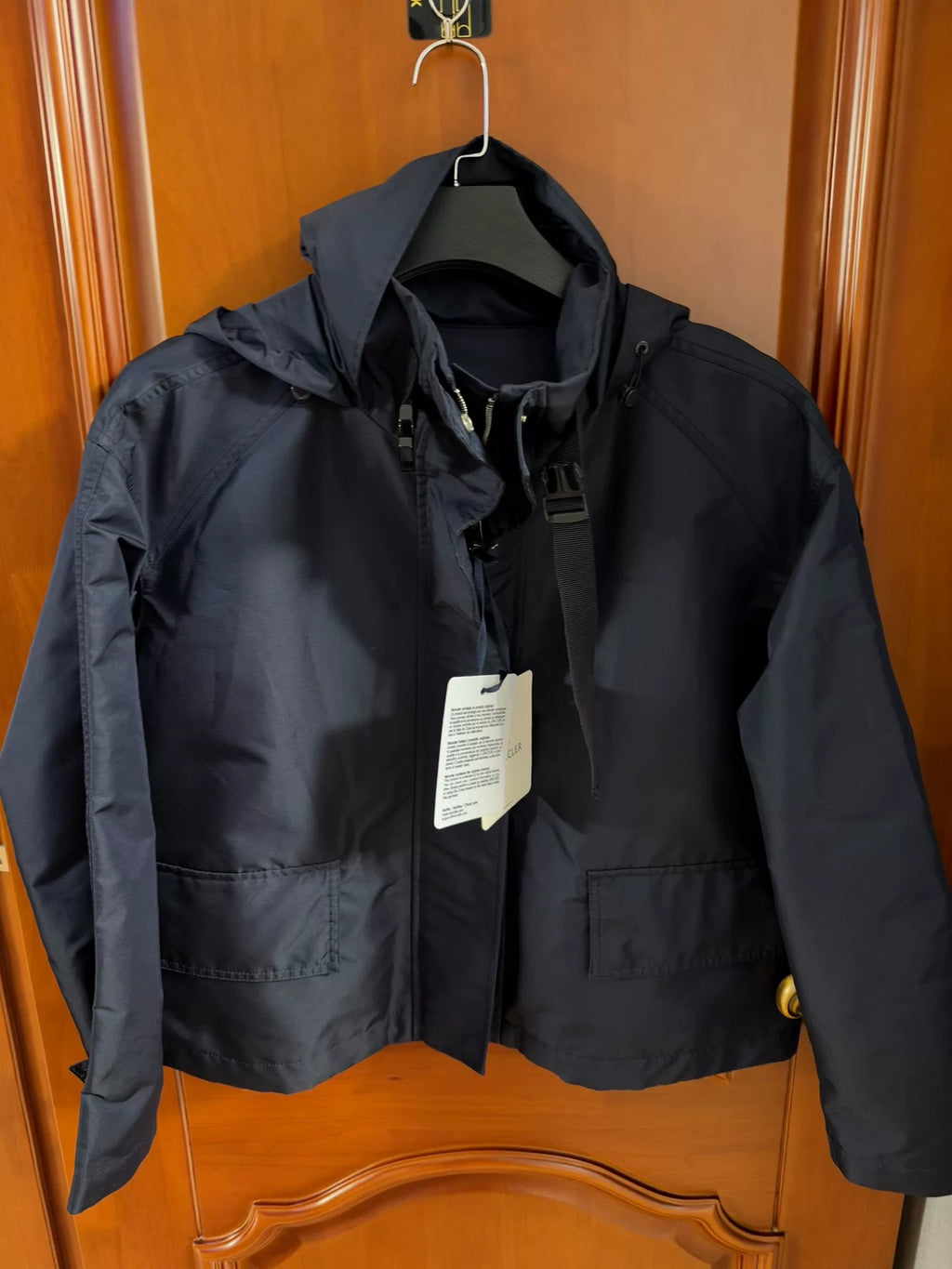 Moncler Navy Blue Hooded Logo Utility Jacket