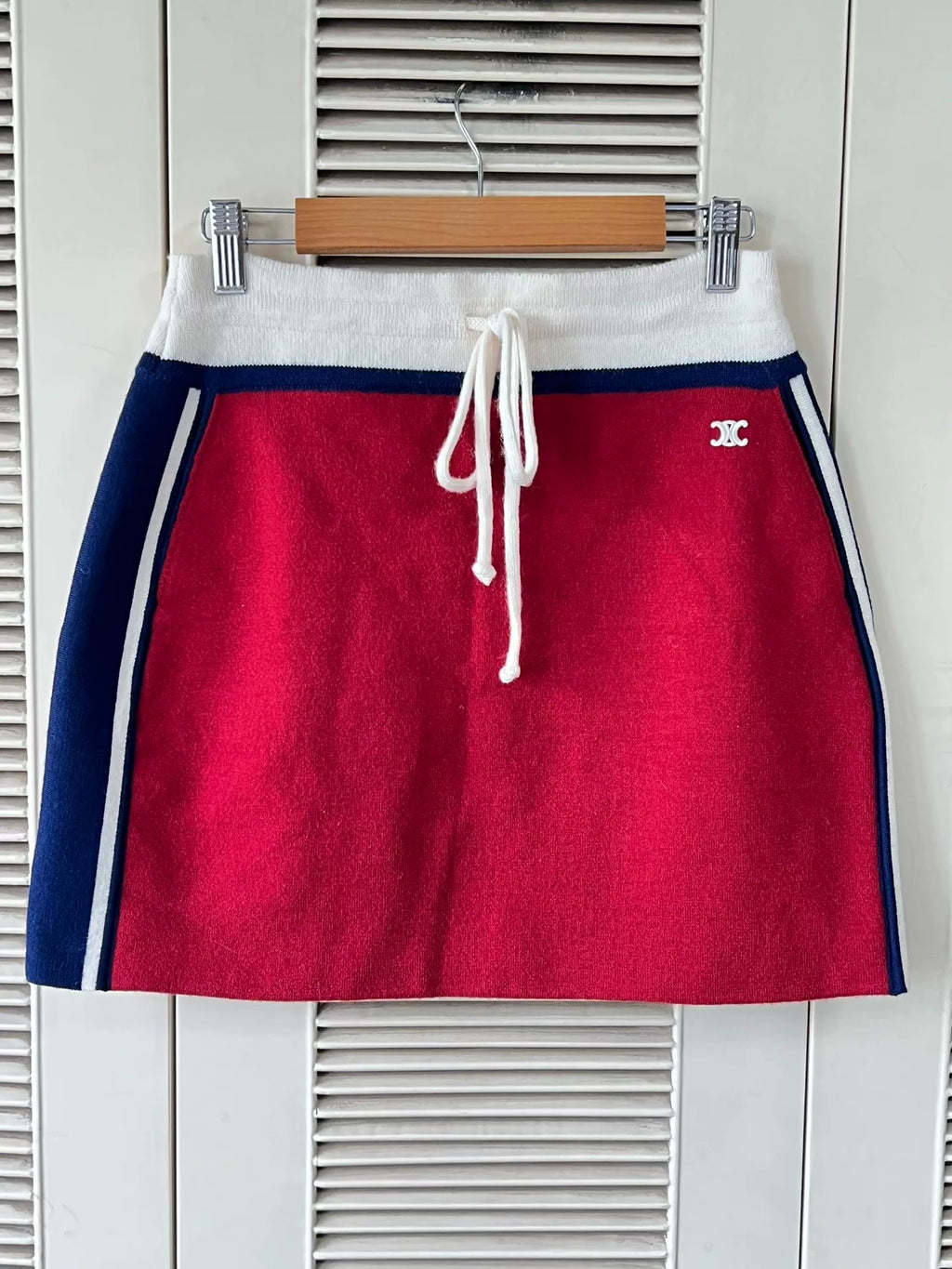 Celine Arc de Triomphe logo knit midi skirt