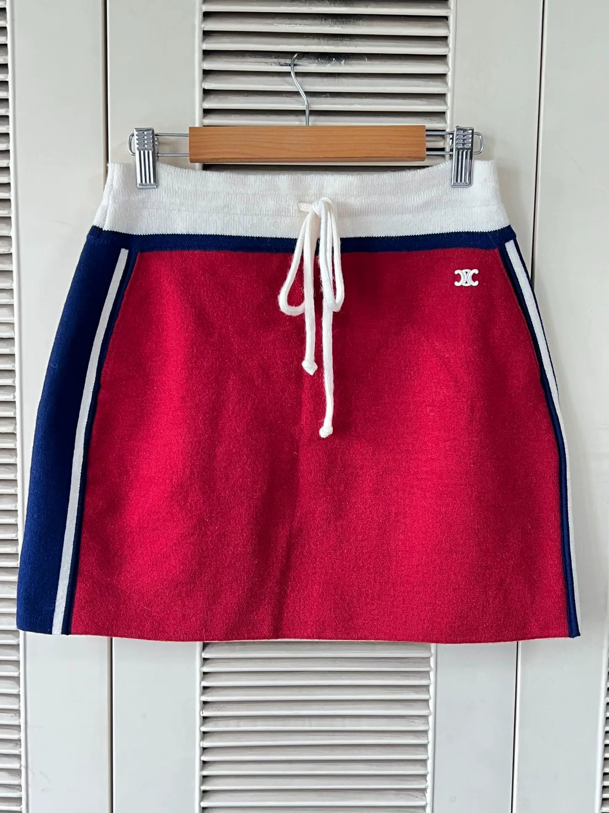 Celine Arc de Triomphe logo knit midi skirt