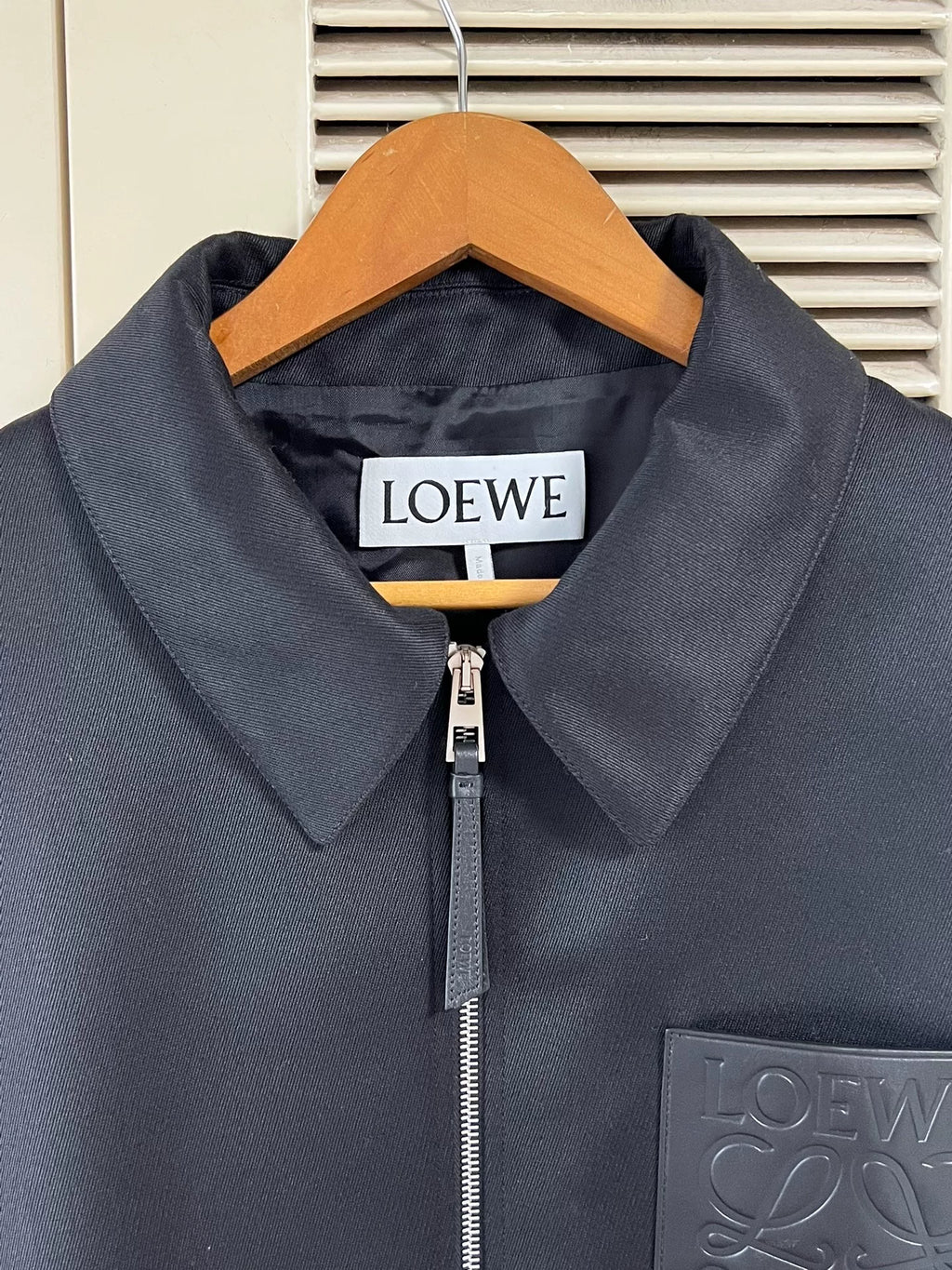 Loewe Black Leather-Patch Zip-Up Jacket
