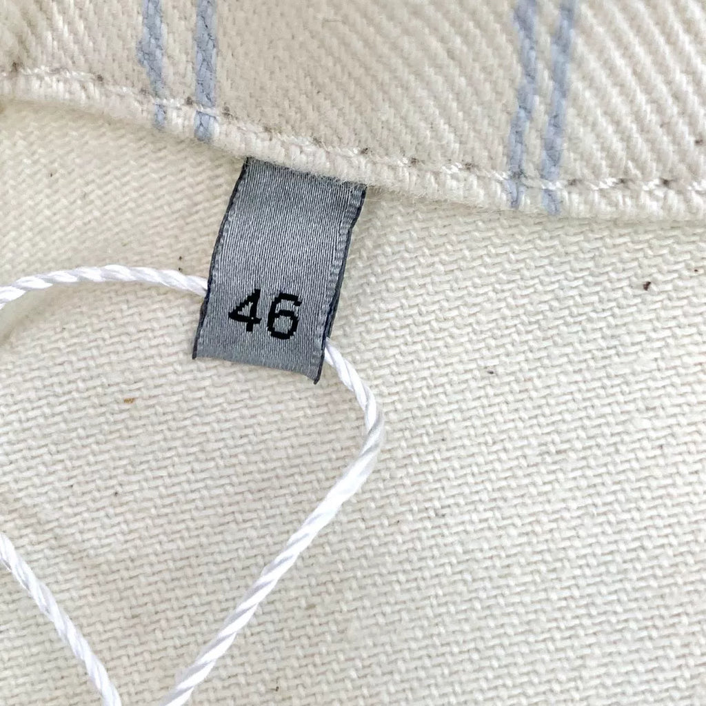 Dior Beige Vertical Stripe Logo Letter Embroidered Cotton Collared Single-Breasted Long Sleeve Shirt
