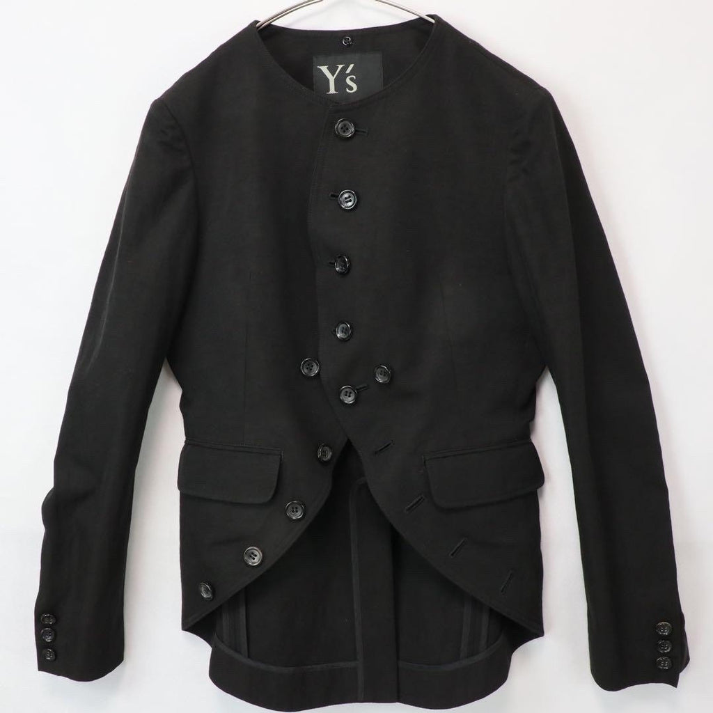 Yohji Yamamoto Black Collared Cupro Linen Jacket