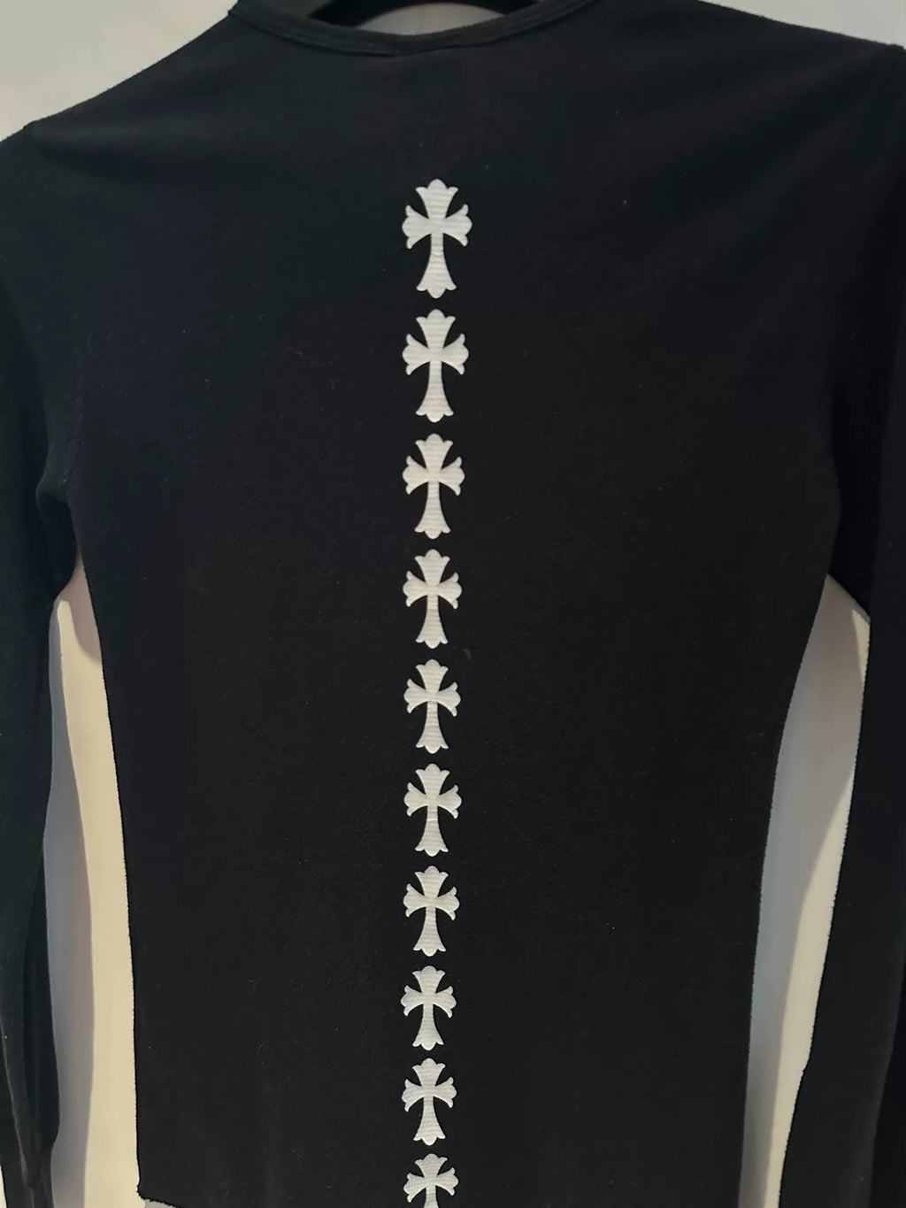 Chrome Hearts Black Waffle Grid Dragon Spine Cross Print Top