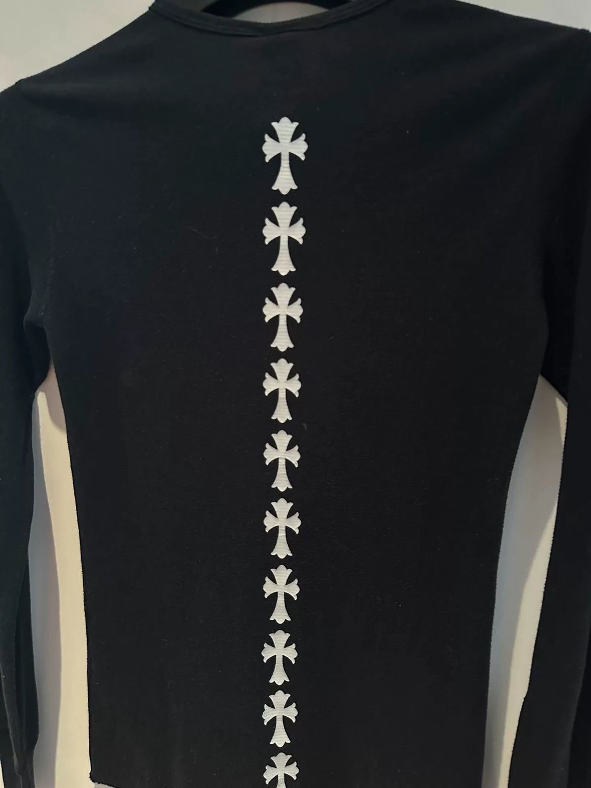 Chrome Hearts Black Waffle Grid Dragon Spine Cross Print Top