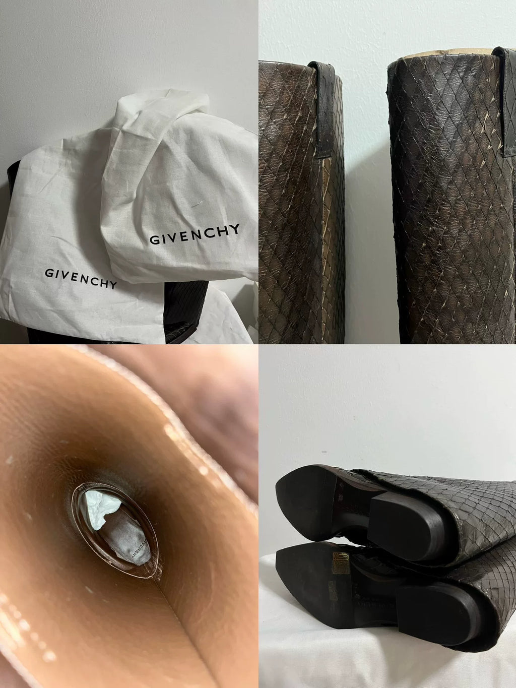Givenchy snake skin tall boots