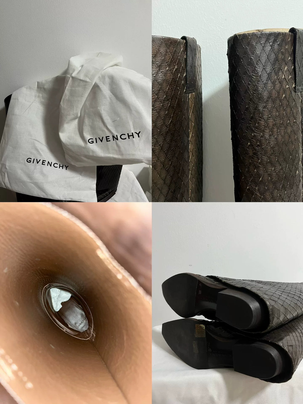 Givenchy snake skin tall boots