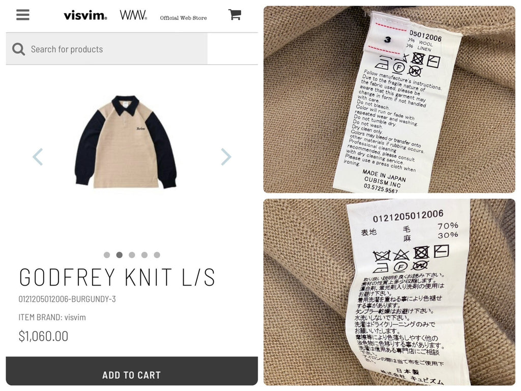 Visvim 22SS Godfrey Knit Long Sleeve Color-Block Sweater
