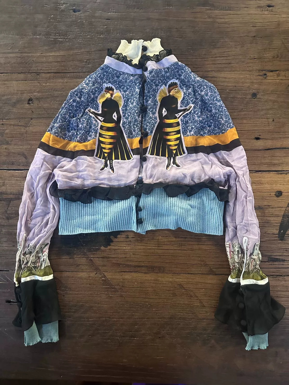 Undercover FW17 Deep Knit Lace Bee Queen Silk Top