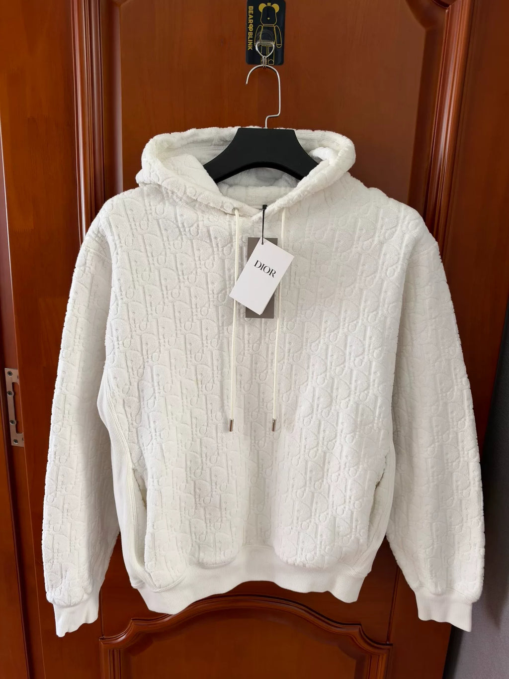 Dior White Logo Print Hooded Sweater