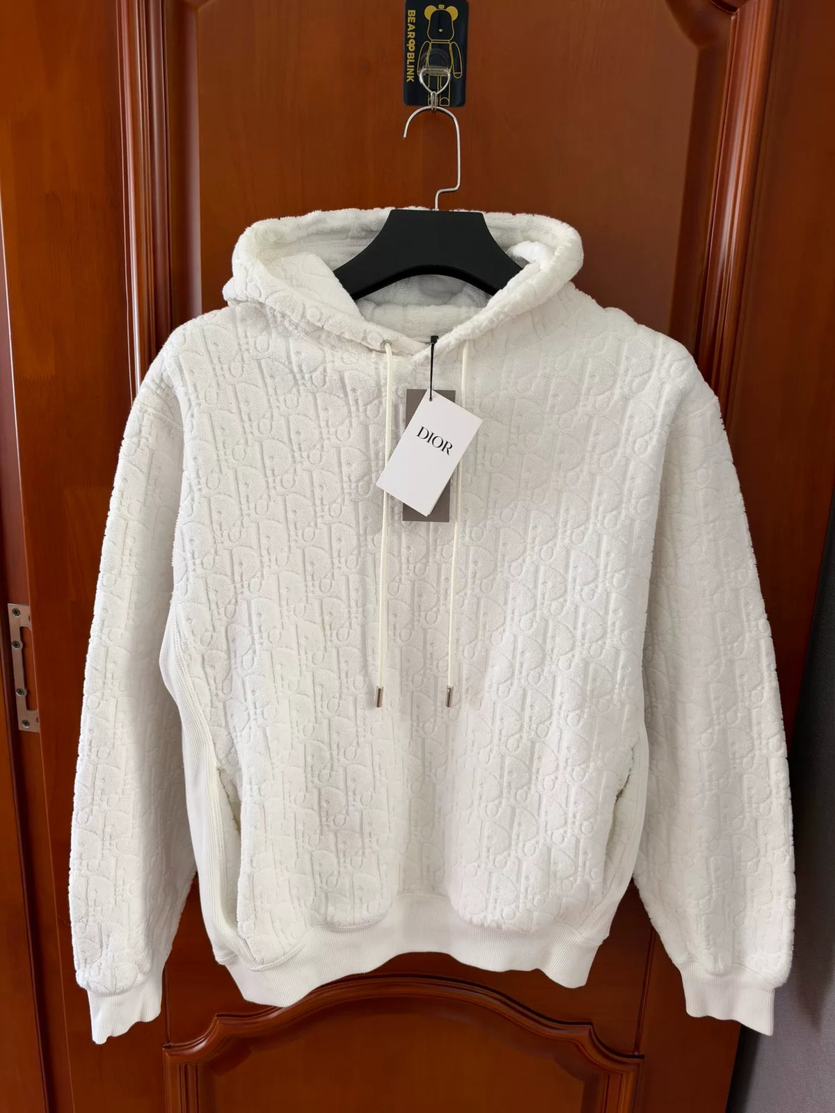 Dior White Logo Print Hooded Sweater