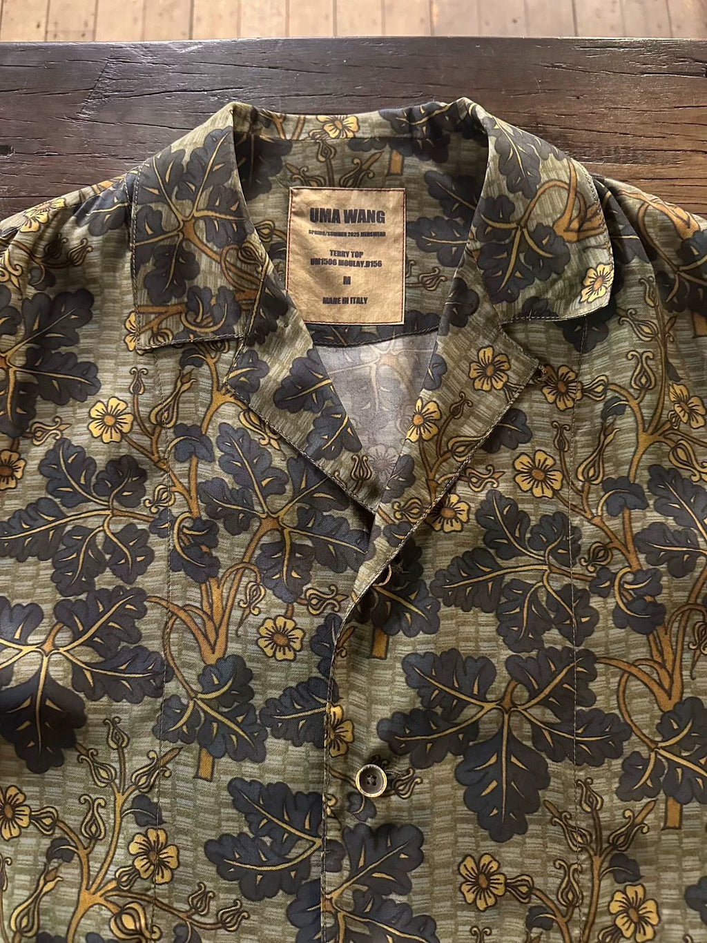 Uma Wang SS25 MUSTARD/BLUE Mustard Blue Terry Vine Floral Viscose Cupro Shirt