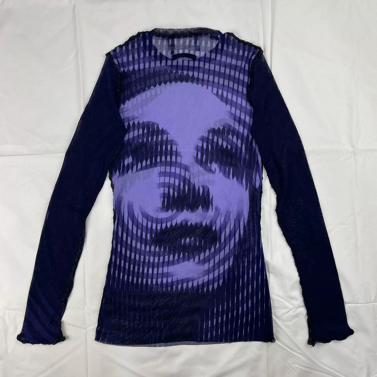 2001 Fall/Winter Jean Paul Gaultier Woman's Face Print Mesh T-Shirt
