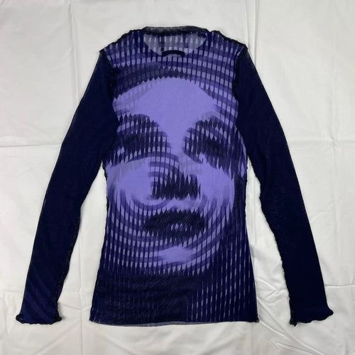 2001 Fall/Winter Jean Paul Gaultier Woman's Face Print Mesh T-Shirt