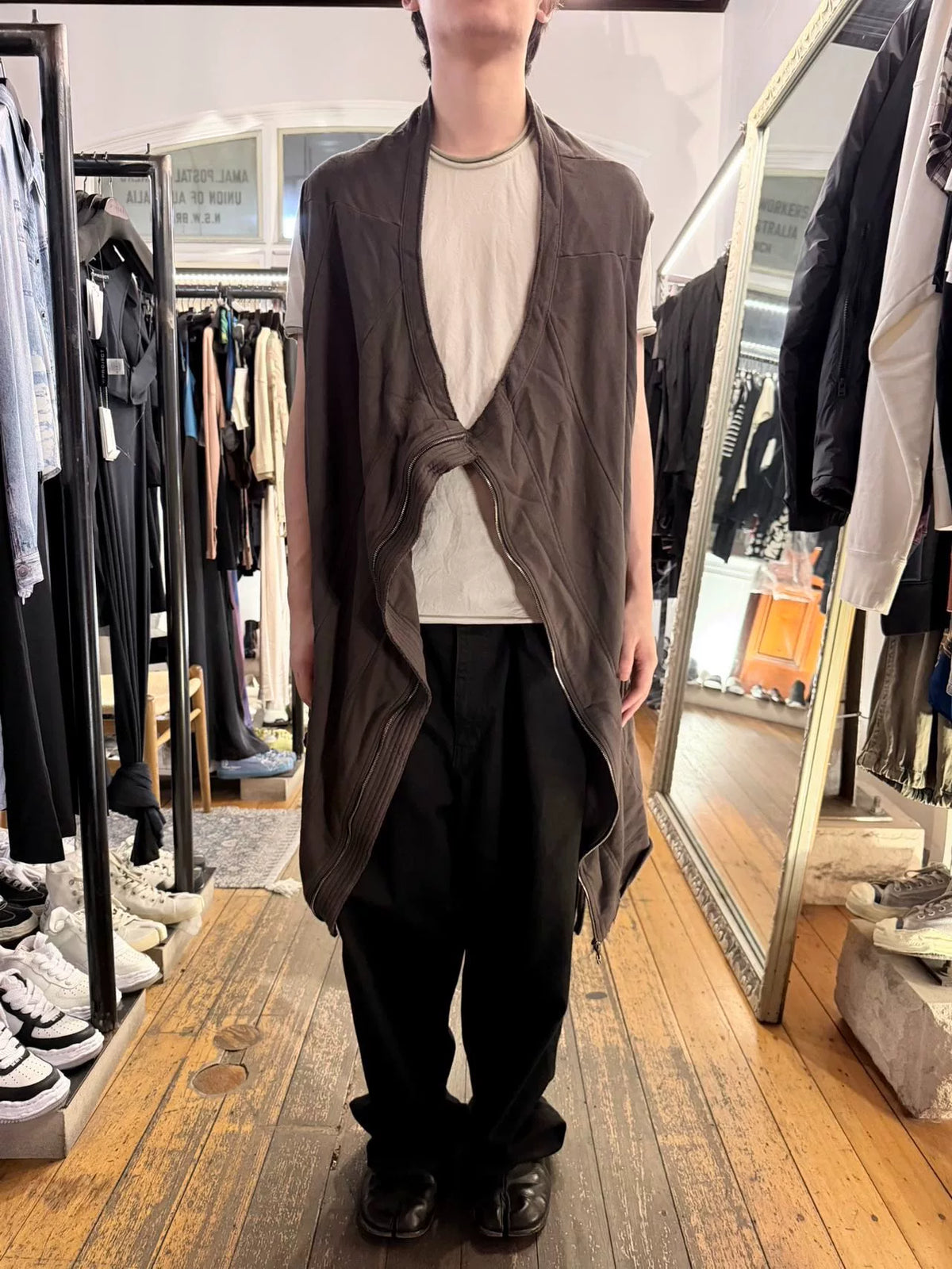 Julius FW10 Goth Ik Grey Zip-Up Cotton Vest