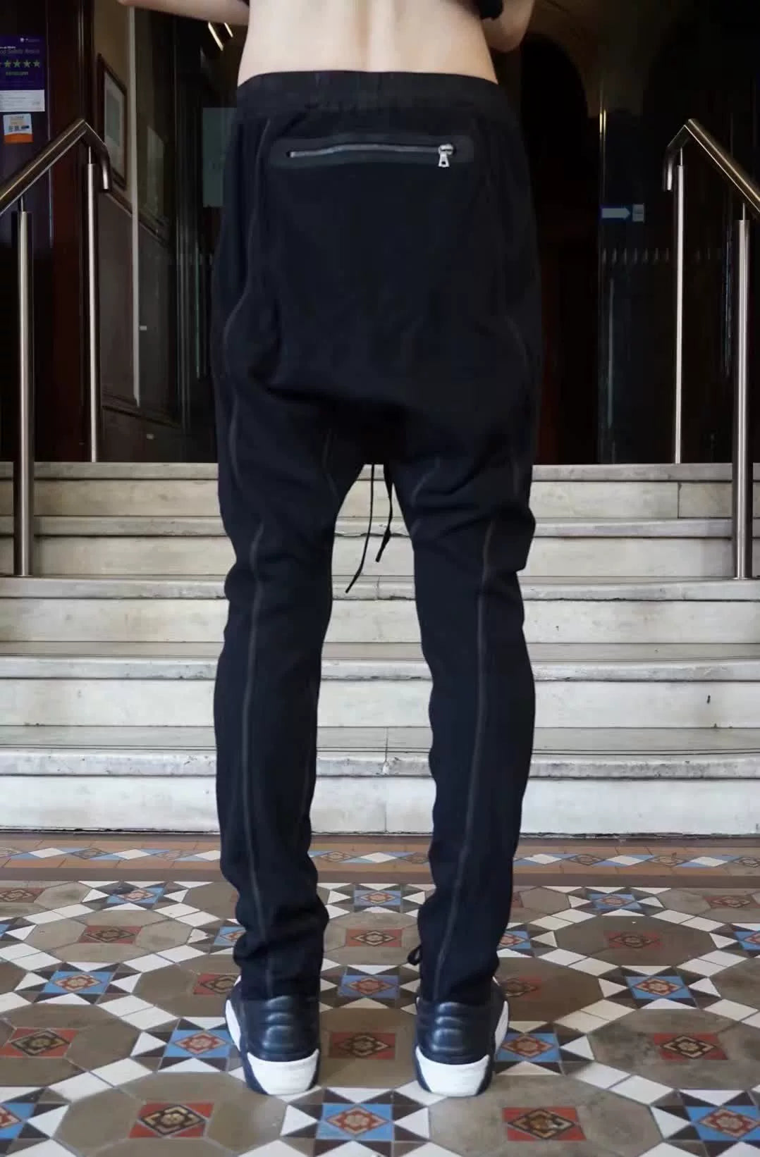 Isaac Sellam SS17 Black Patch Leather Ruffle Cotton Trousers