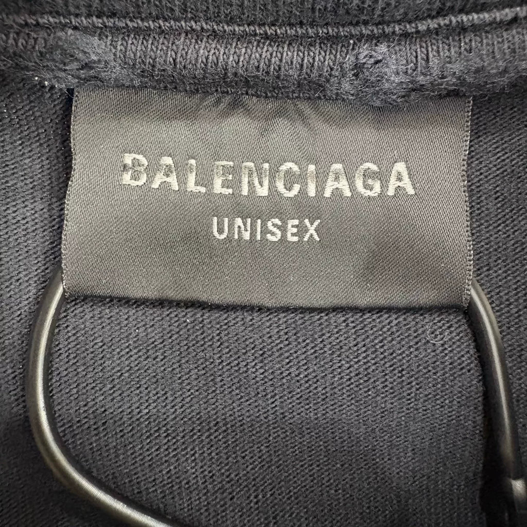 Balenciaga Black Logo Scissor Graffiti Print Short Sleeve Top