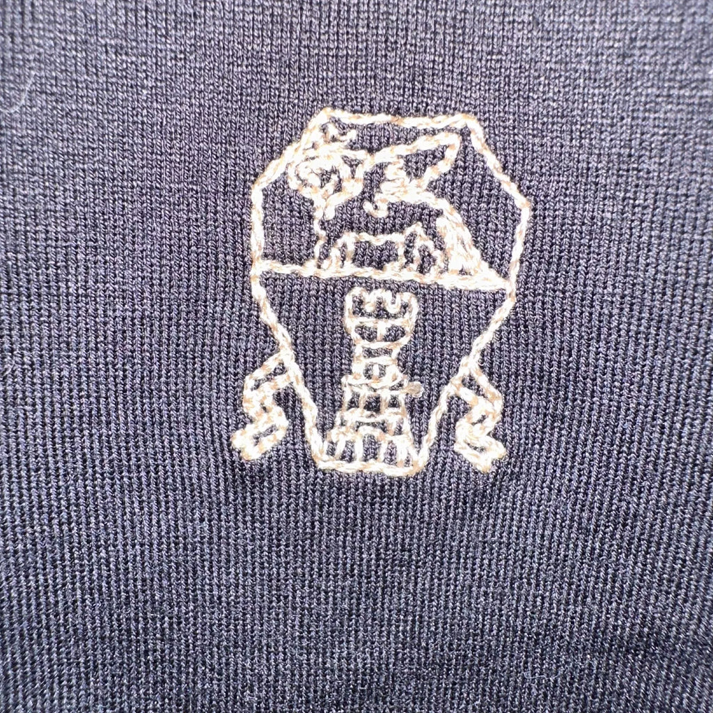 Brunello Cucinelli BC Black Khaki Embroidered T-Shirt