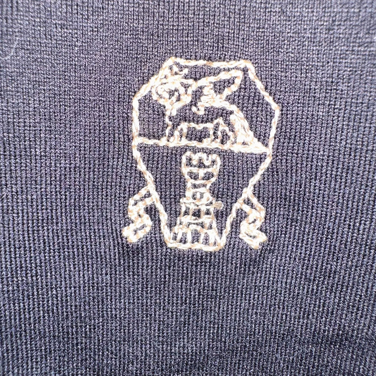 Brunello Cucinelli BC Black Khaki Embroidered T-Shirt