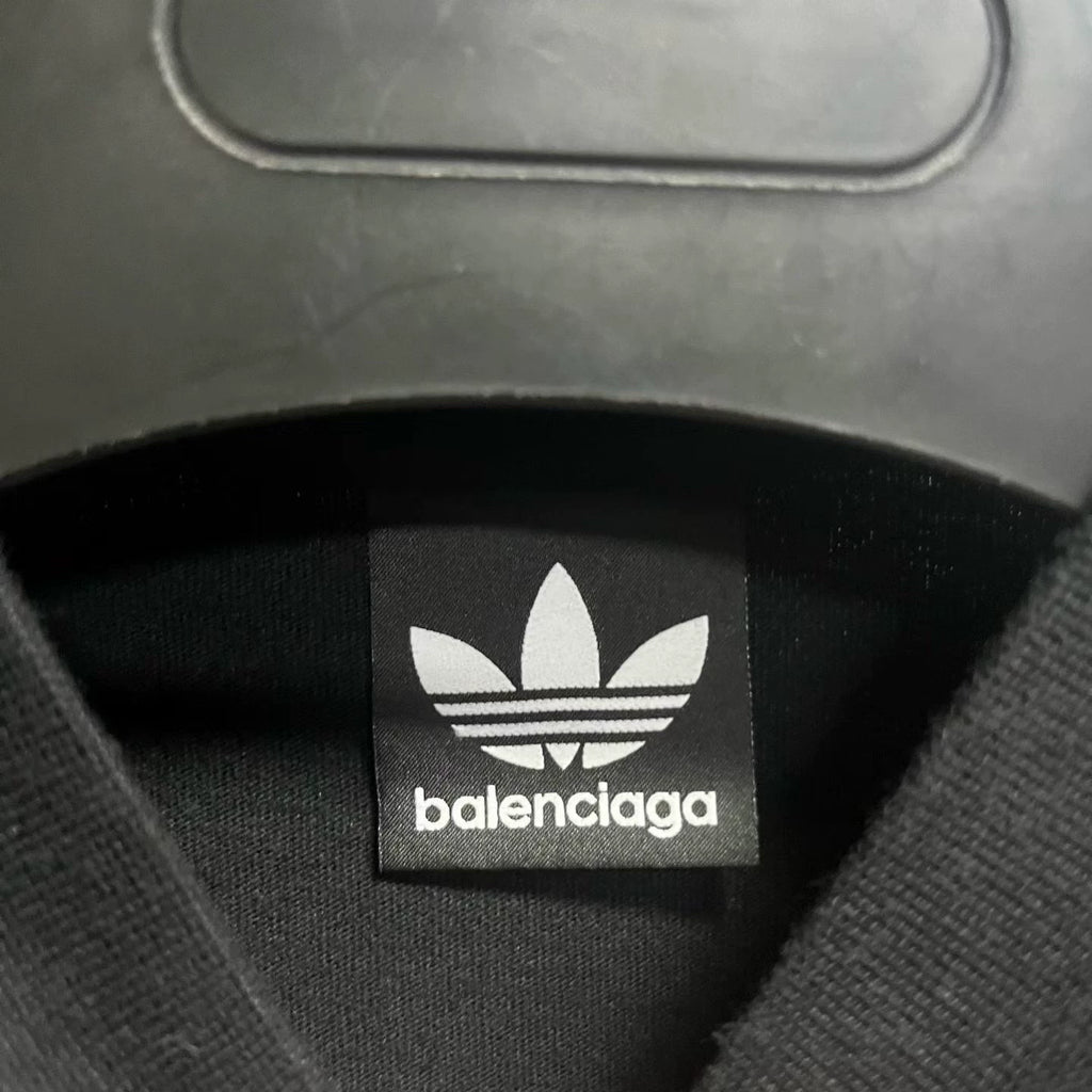 Balenciaga Black Logo Embroidered Crew Neck T-Shirt