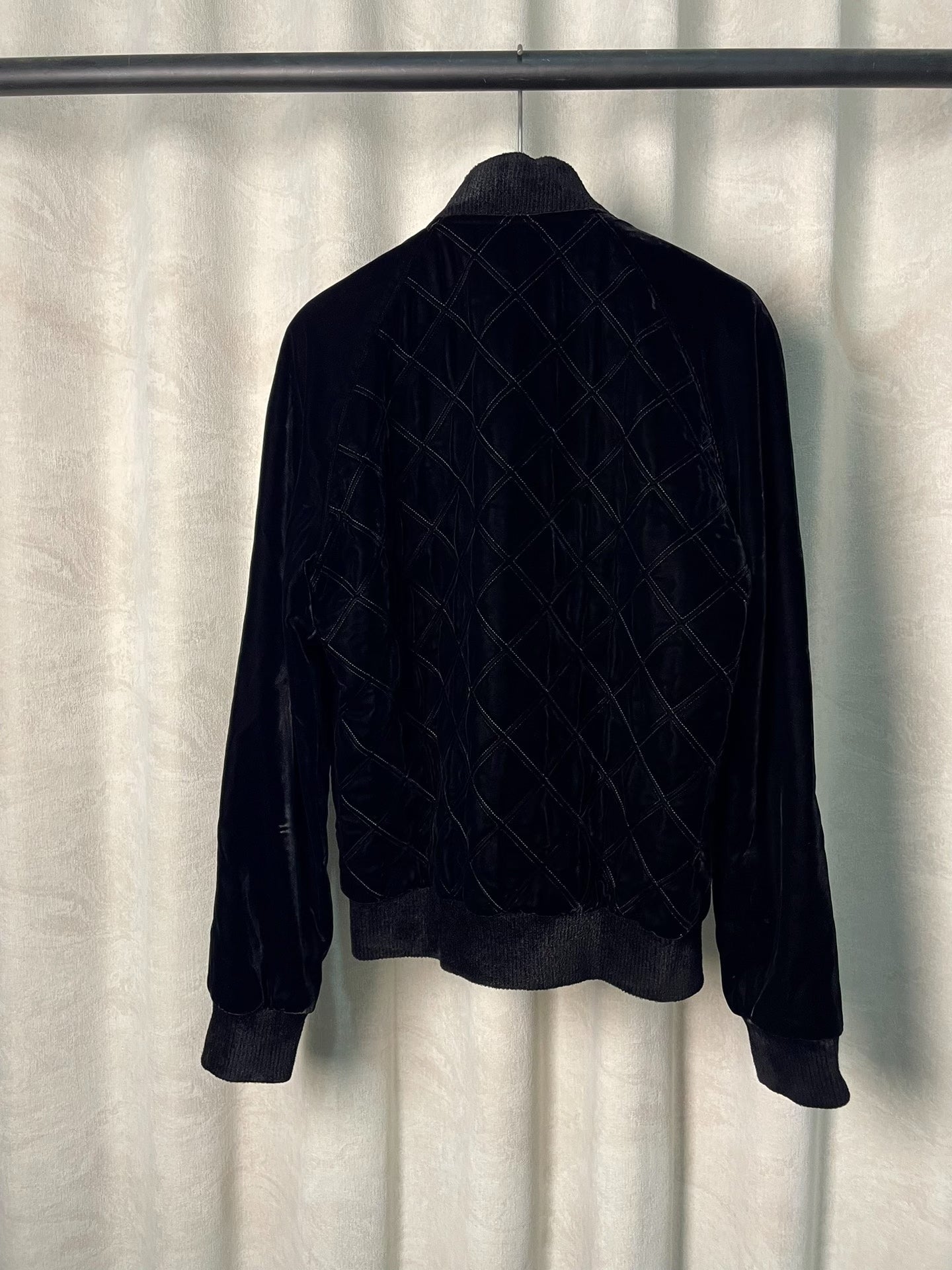 Saint Laurent FW18 Black Velvet Quilted Jacket