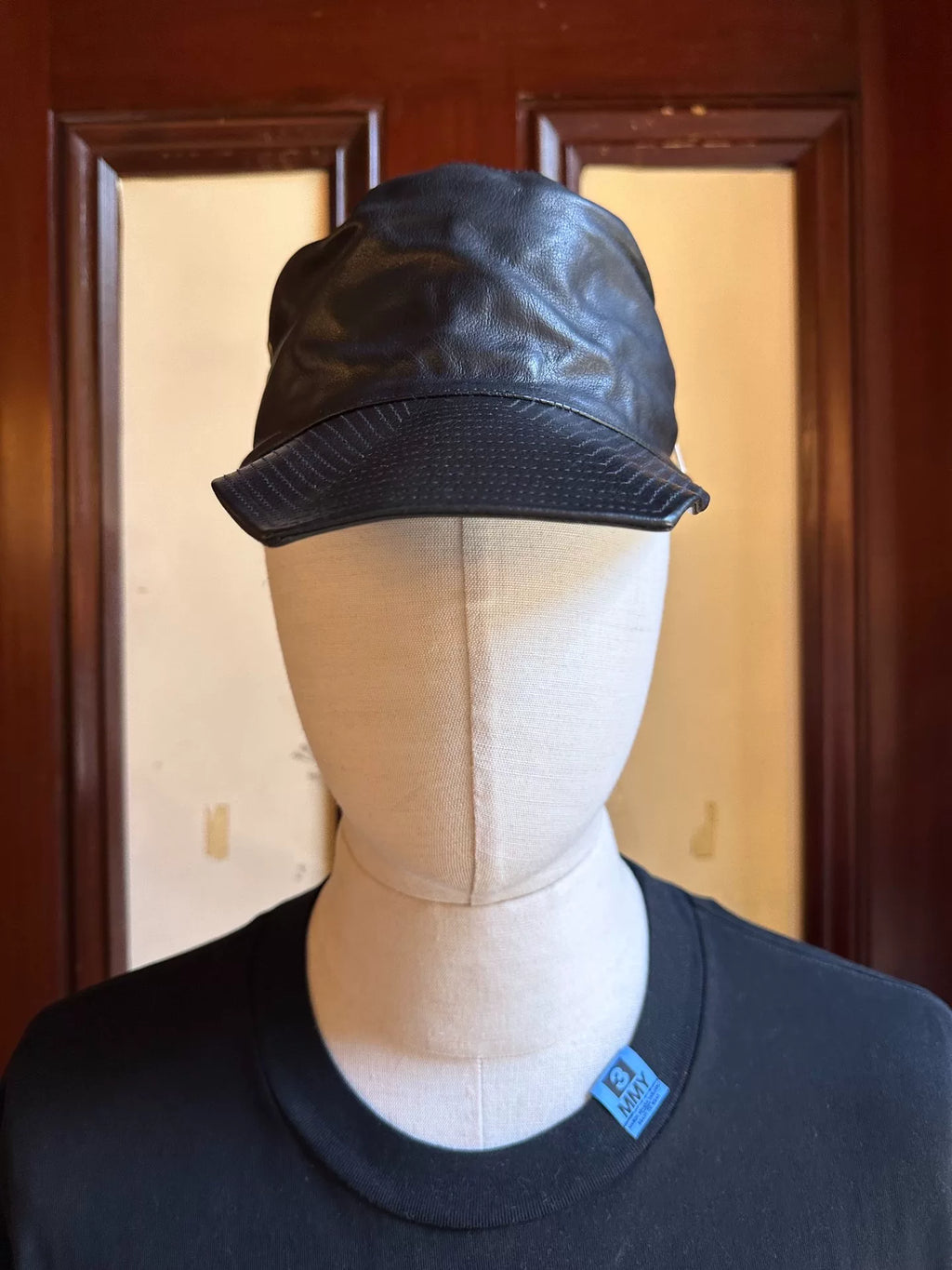 Guidi SS17 Black Kangaroo Leather Linen-Lined Cap