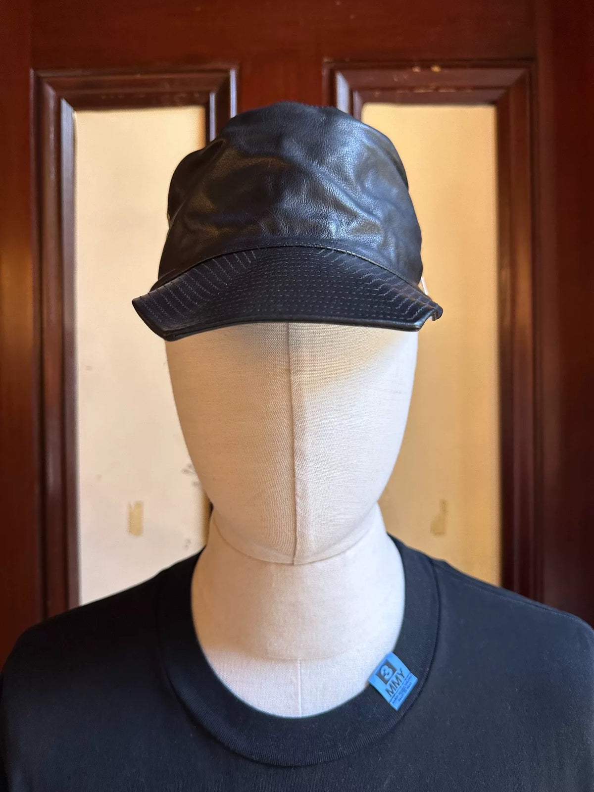 Guidi SS17 Black Kangaroo Leather Linen-Lined Cap