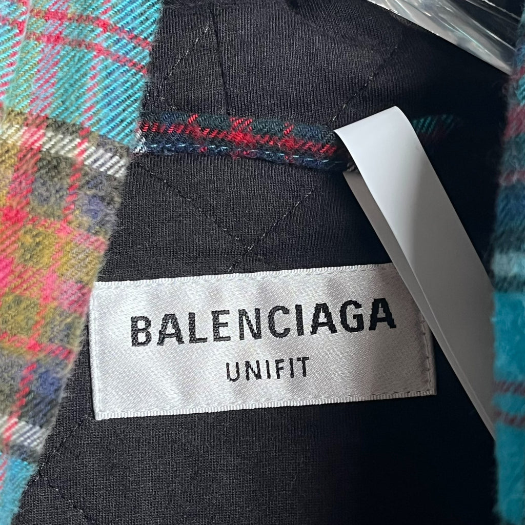 Balenciaga Unifit Mud-Dyed Plaid Hooded Shirt