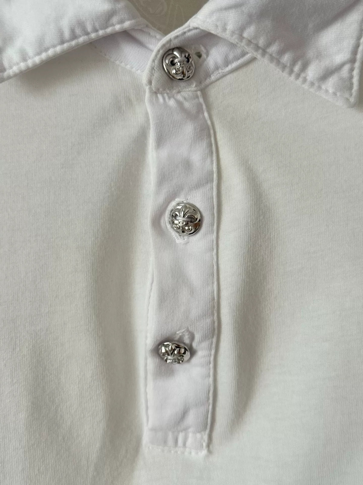 Chrome Hearts Heart Silver-Button Leather-Patch Polo Shirt