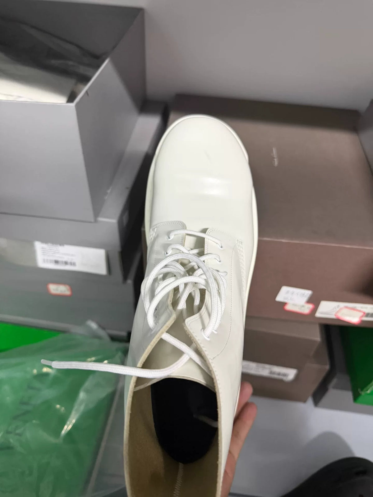 Balenciaga Strike White Platform Combat Boots