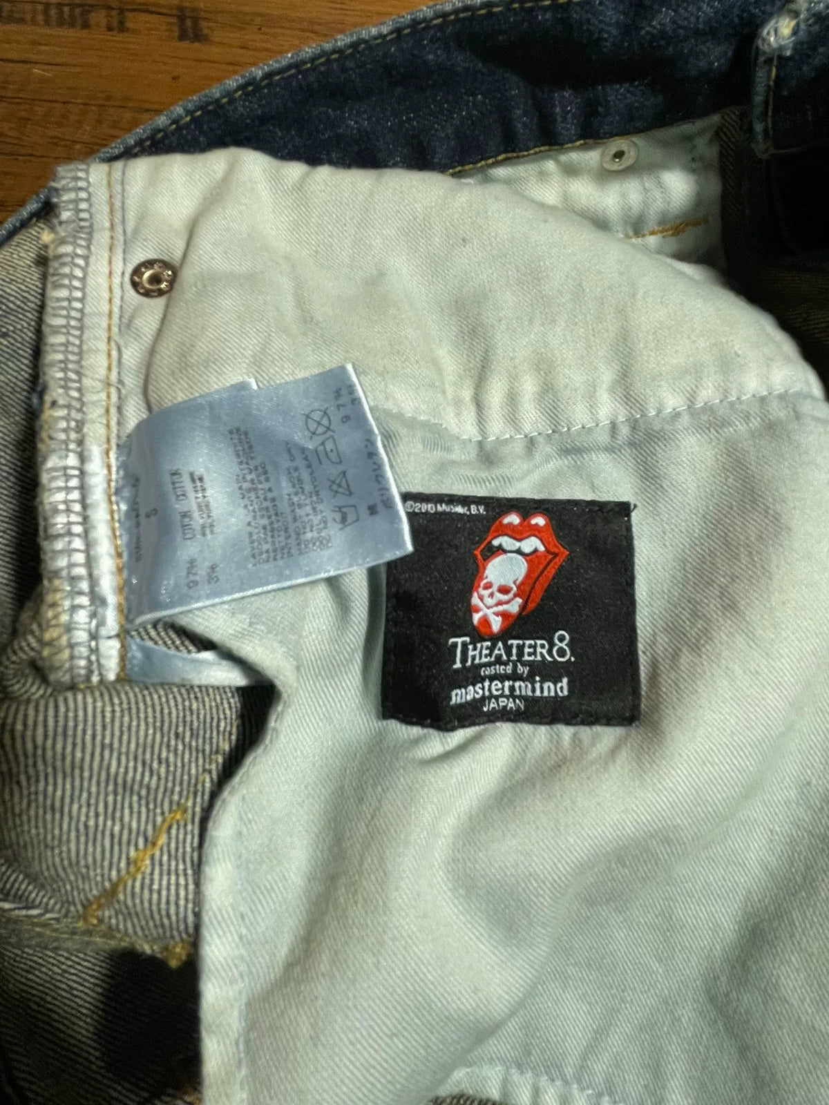 mastermind Japan × Theater8 Rolling Stone Blue Washed Cotton Spandex Jeans