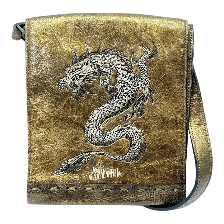 Jean Paul Gaultier Dragon Pattern Leather Crossbody Bag