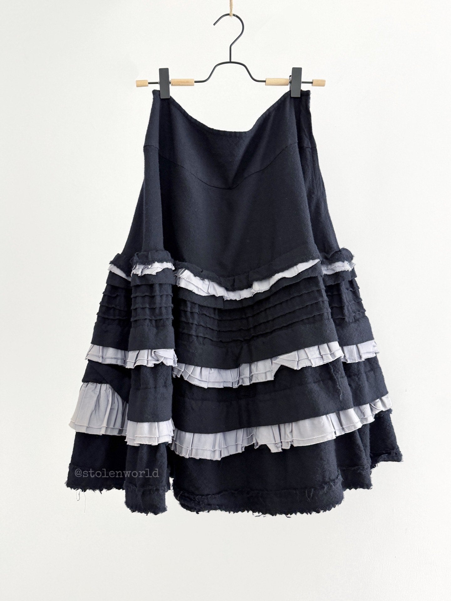 Comme Des Garcons Ruffled Tiered Navy Skirt - Devines