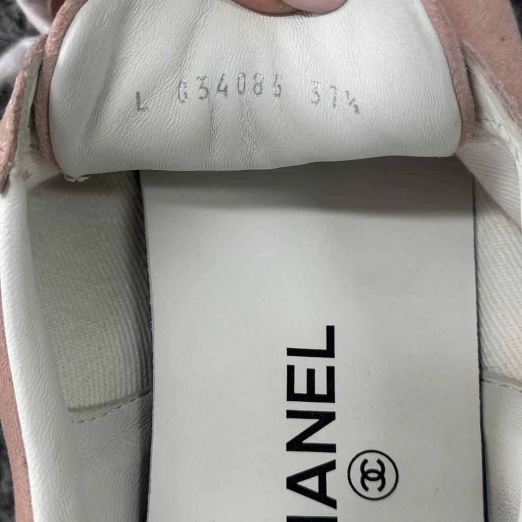 Chanel Double C pink suede casual shoes