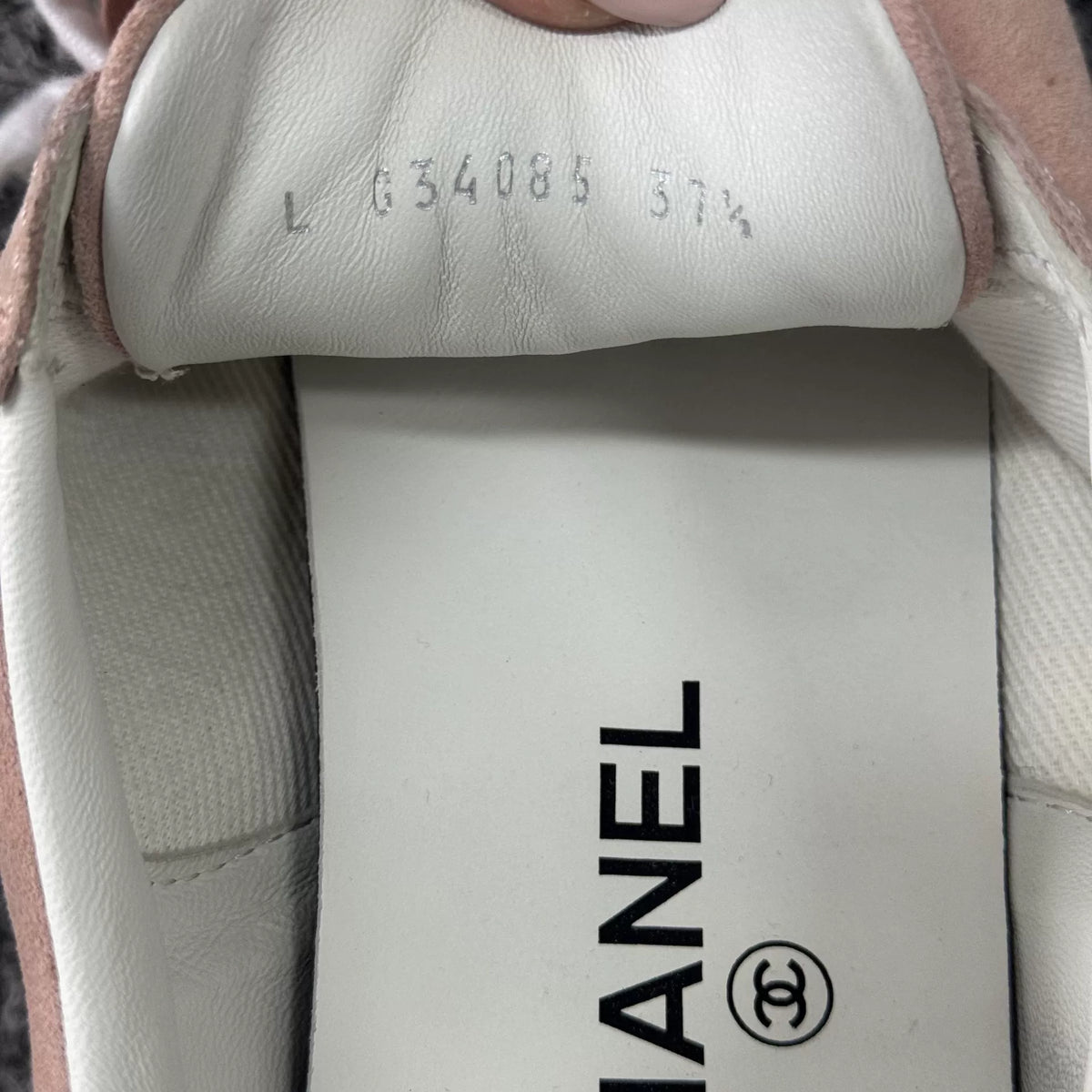 Chanel Double C pink suede casual shoes