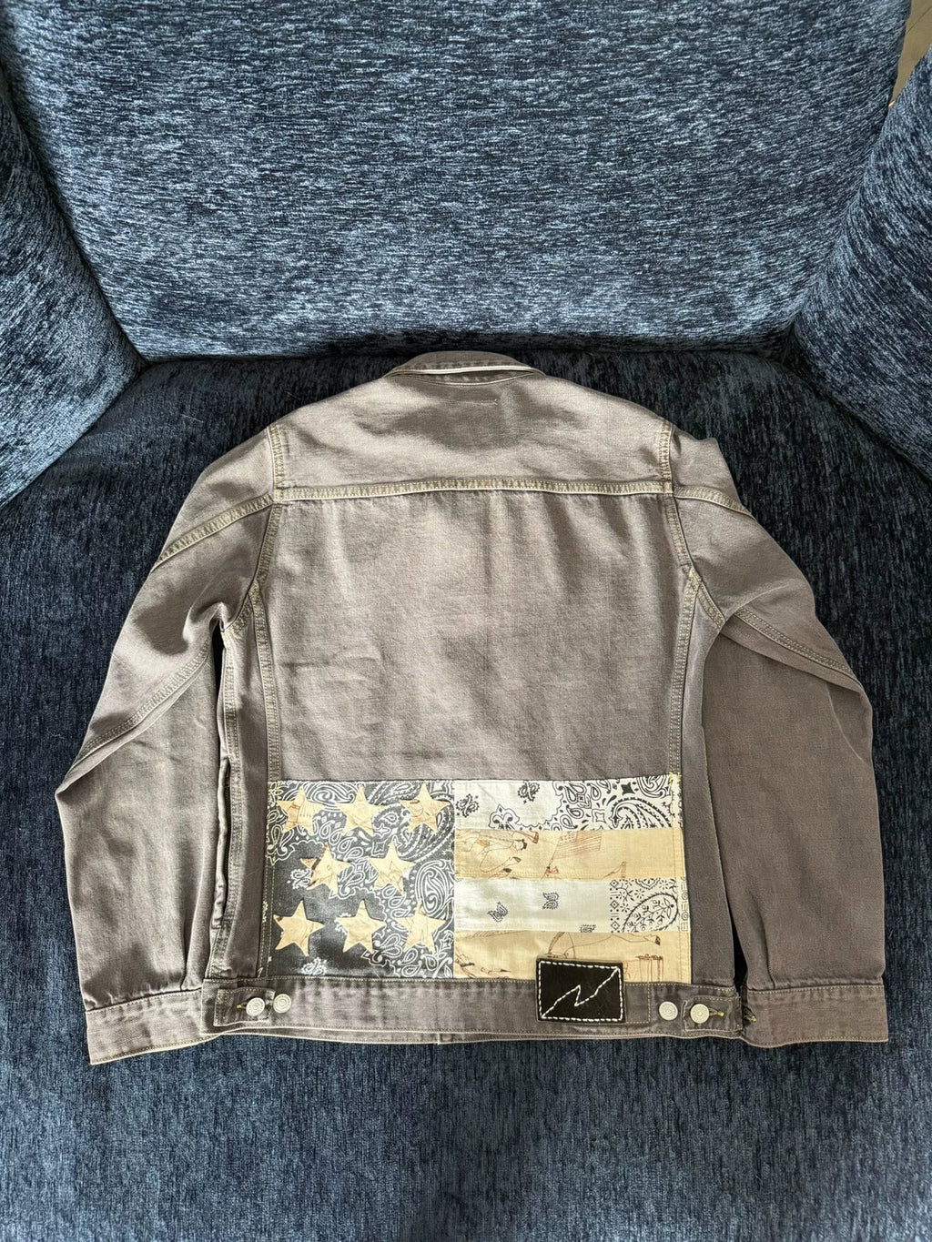 visvim AW18 FIL ICT 101 Jacket Damaged Black Flag Denim Washed Jacket
