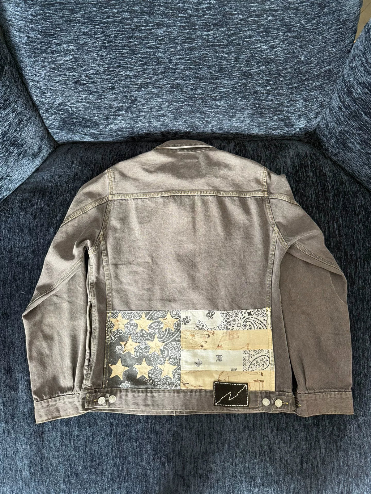 visvim AW18 FIL ICT 101 Jacket Damaged Black Flag Denim Washed Jacket