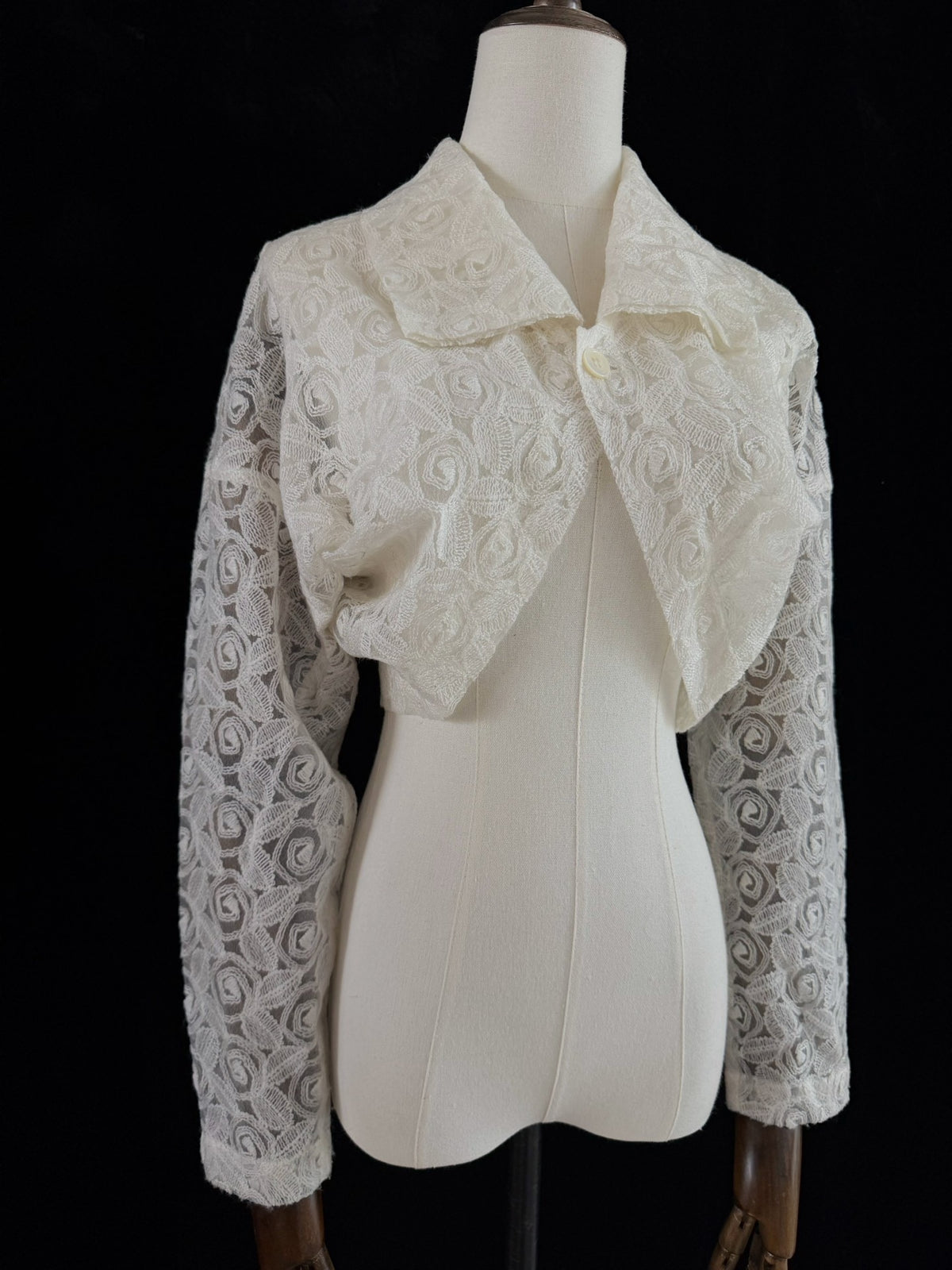 Comme Des Garcons Rei Kawakubo 1990 Tricot line kite-sleeve crocheted short top