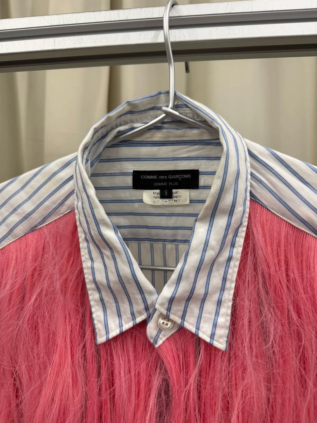 Comme des Garçons CDG pink fur wig shirt