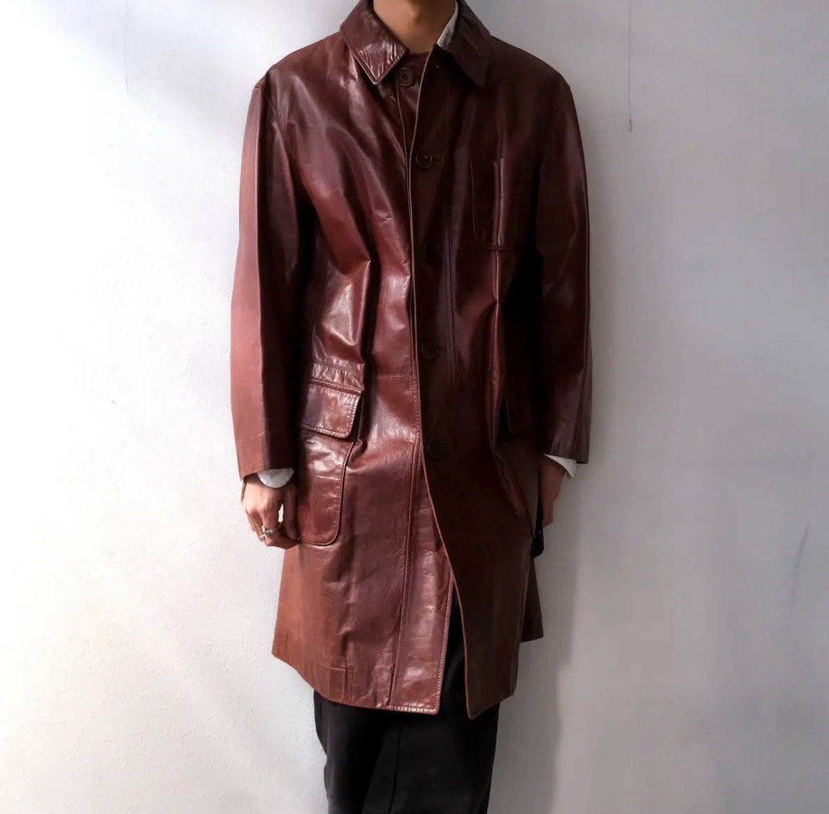 Issey Miyake AW01 Long Buffalo Leather Coat