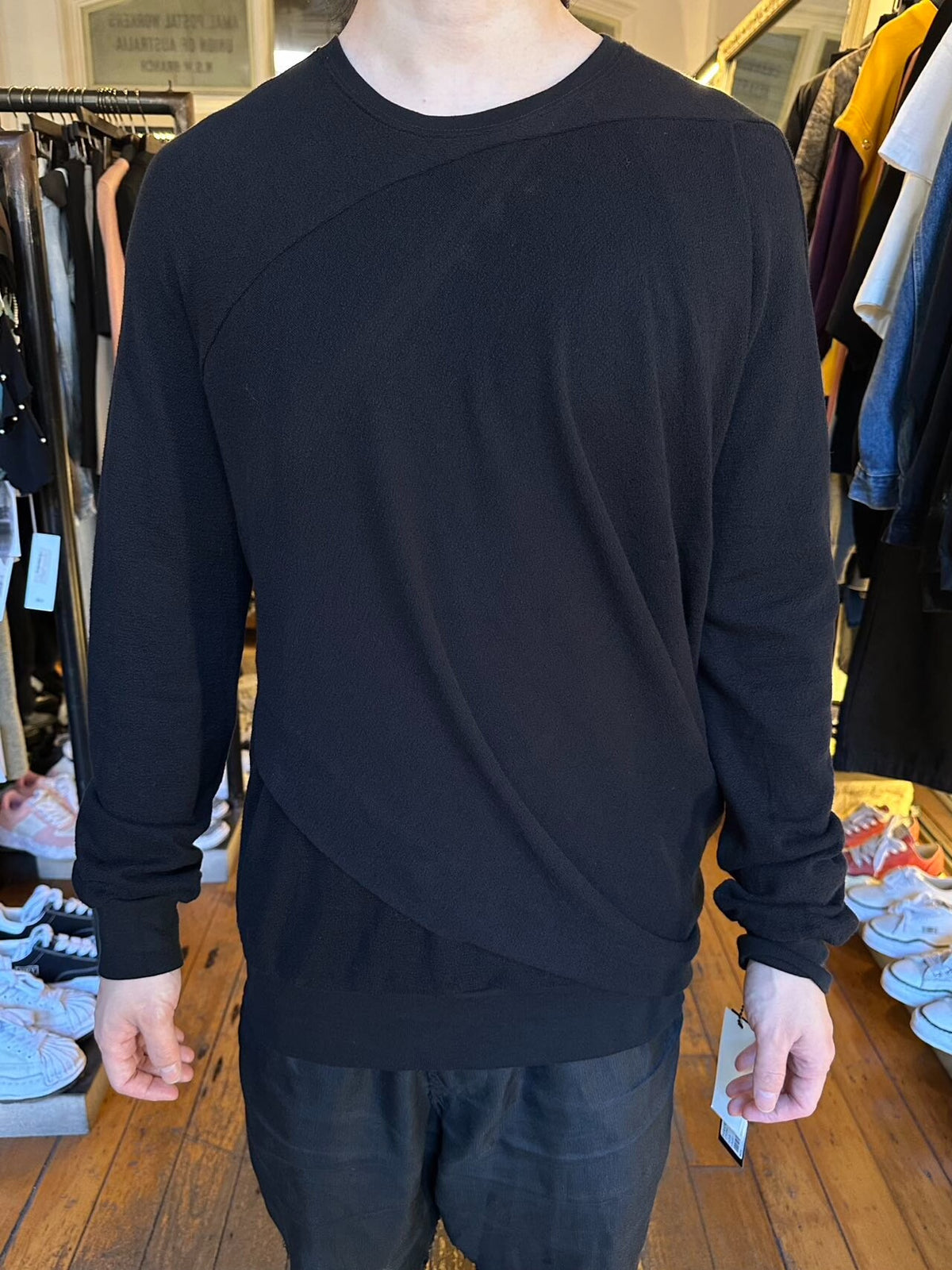 Julius SS17 Knives Black Double-Layer Cotton Sweatshirt