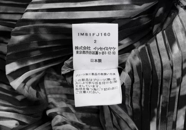 Issey Miyake Vintage Black & White Horizontal Stripe Pleated Top
