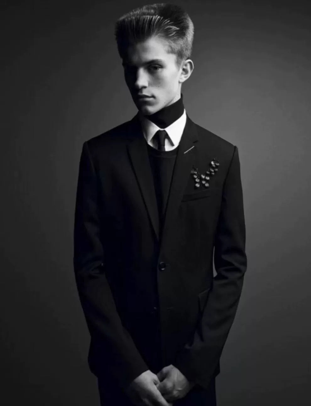 Dior Homme SS18 Black Lily of The Valley Beaded Blazer