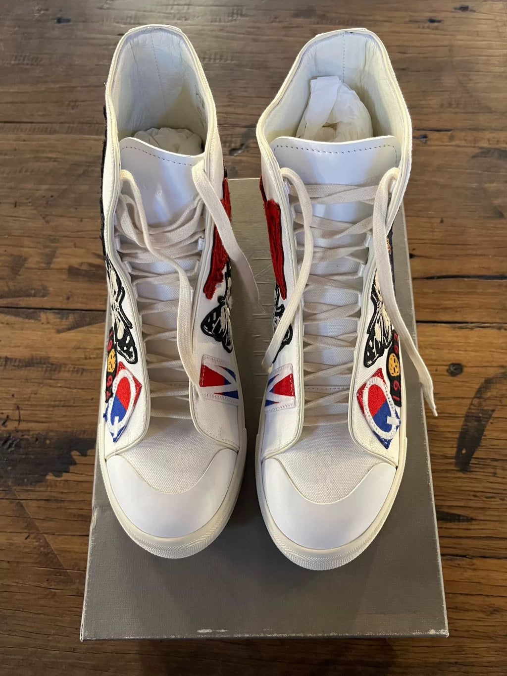 Alexander McQueen SS17 White Badge Canvas High-Top Sneakers