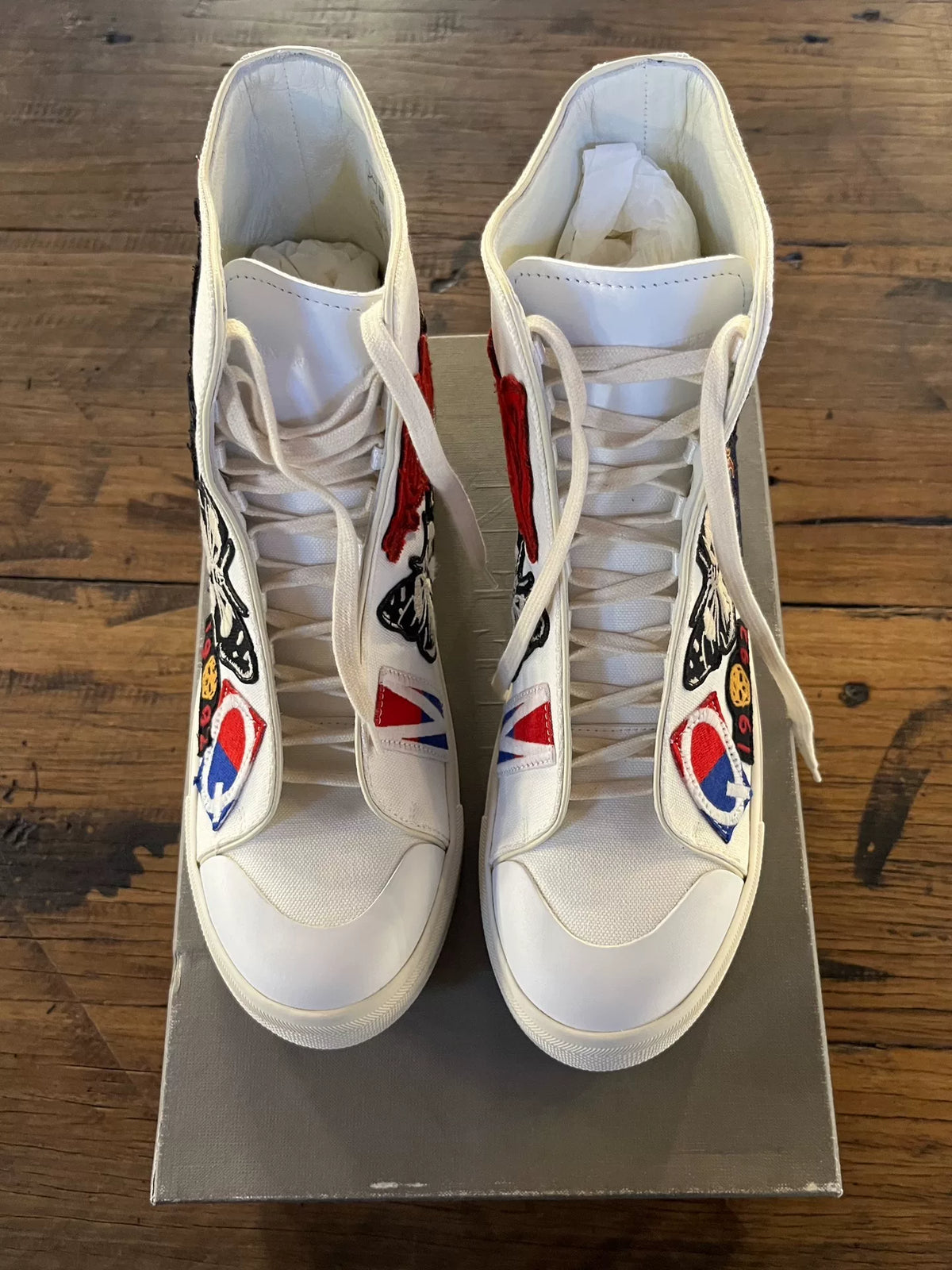 Alexander McQueen SS17 White Badge Canvas High-Top Sneakers