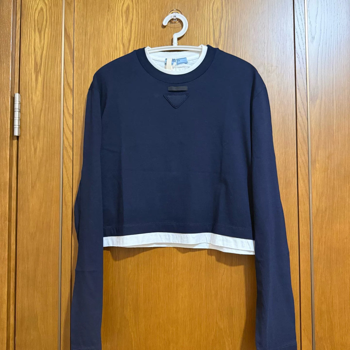 Prada Triangle Logo Two-Piece Cotton Long-Sleeve Top